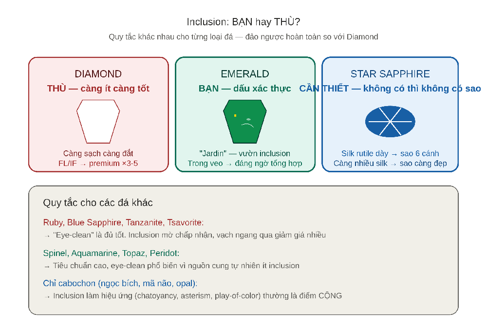 Inclusion là bạn hay thù — quy tắc theo từng loại đá