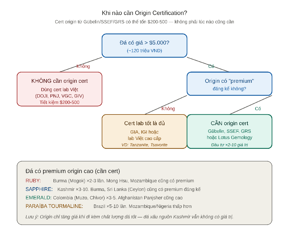 Decision tree — khi nào cần origin certification