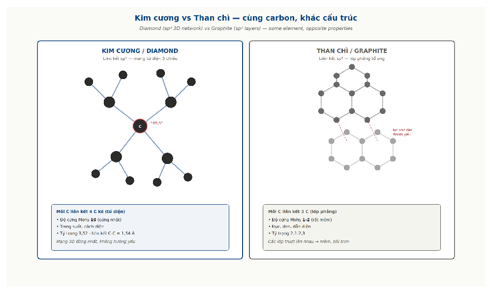 Diamond cubic structure vs graphite