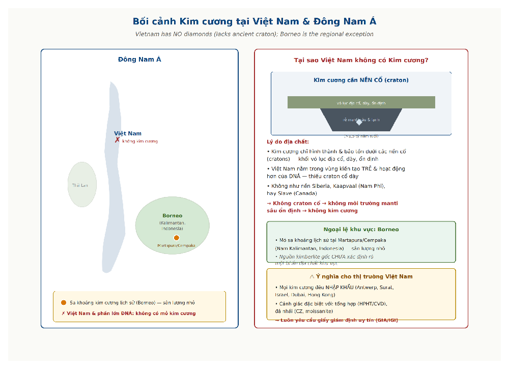 Vietnam Southeast Asia diamond context Borneo