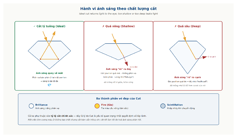Diamond light behavior brilliance fire scintillation