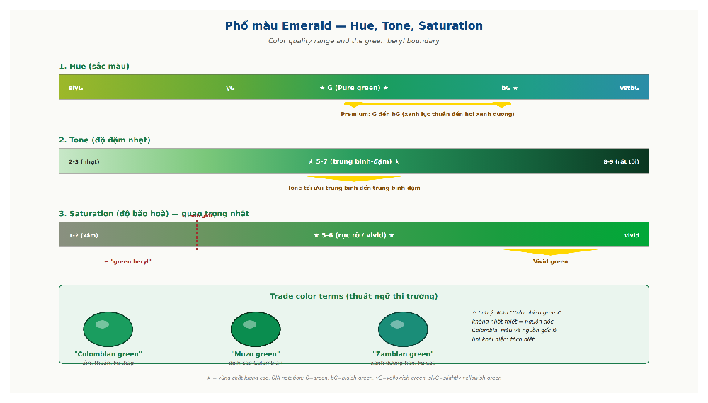 Emerald color chart hue tone saturation