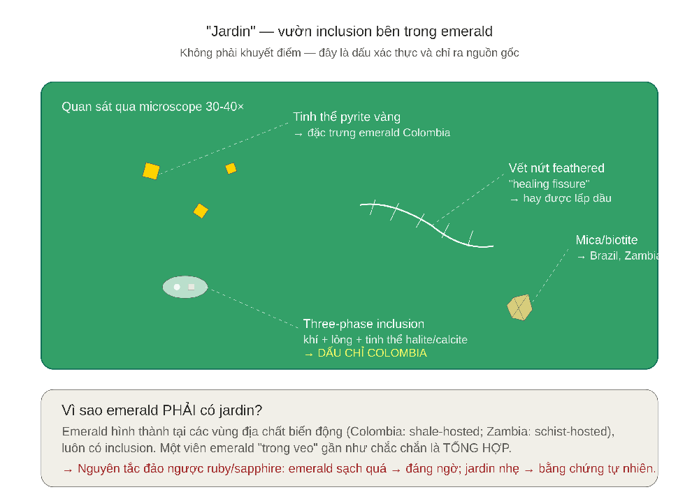 Jardin — vườn inclusion bên trong emerald