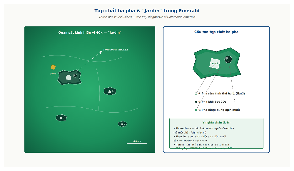 Three-phase inclusions jardin in emerald