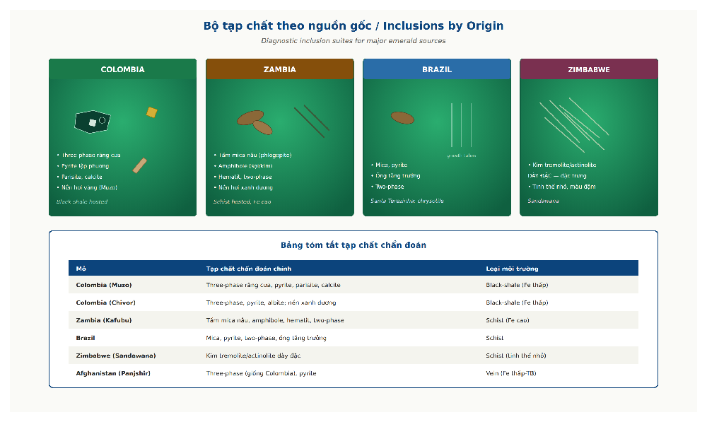 Emerald inclusions by origin comparison