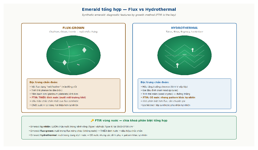 Synthetic emerald flux vs hydrothermal