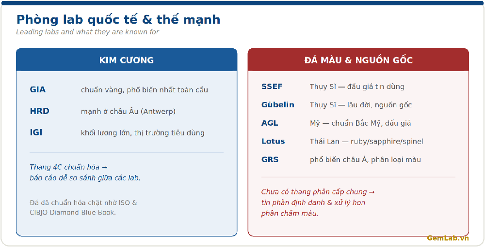 Các phòng lab giám định quốc tế hàng đầu và thế mạnh
