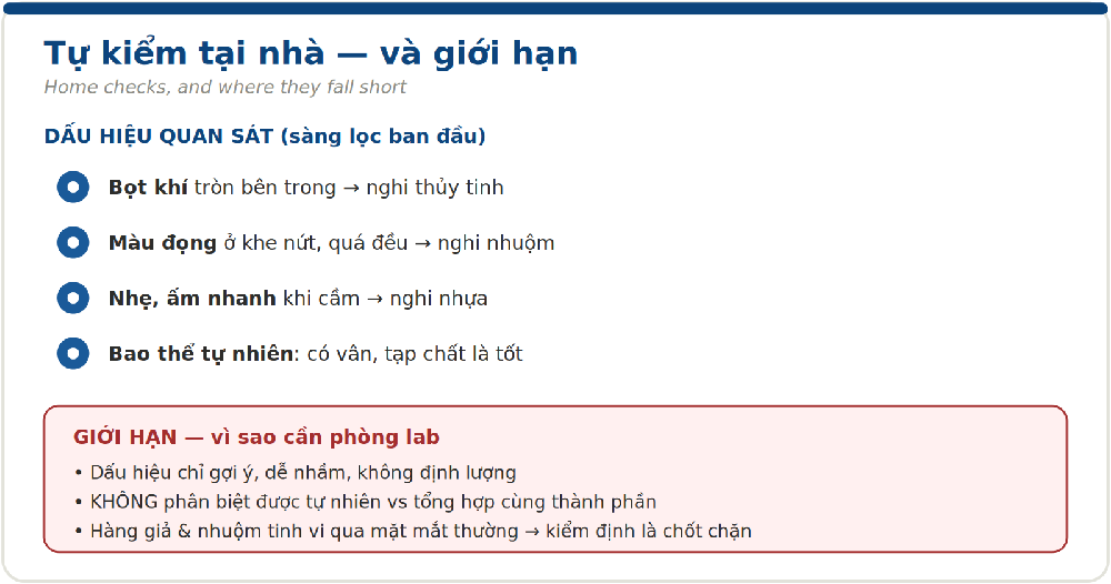 Dấu hiệu tự kiểm đá thật giả tại nhà và giới hạn