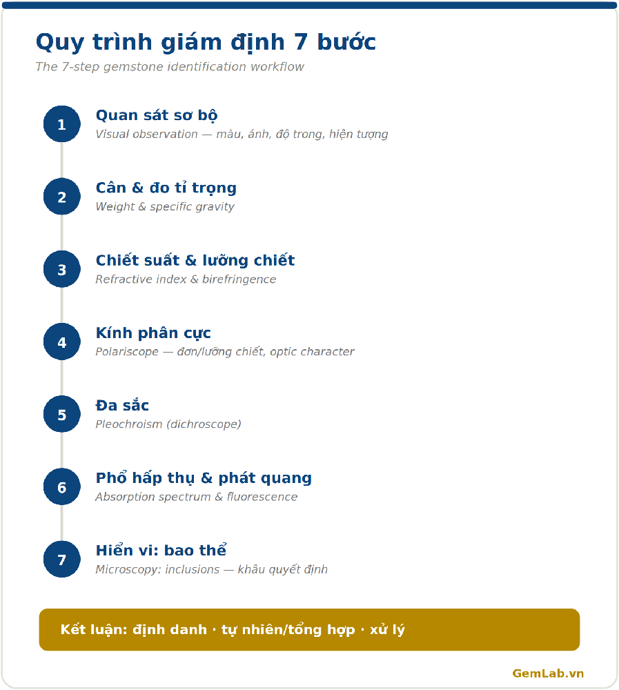 Bảy bước giám định đá quý từ quan sát đến kết luận