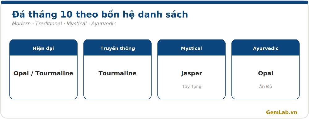 Đá tháng 10 theo bốn hệ danh sách