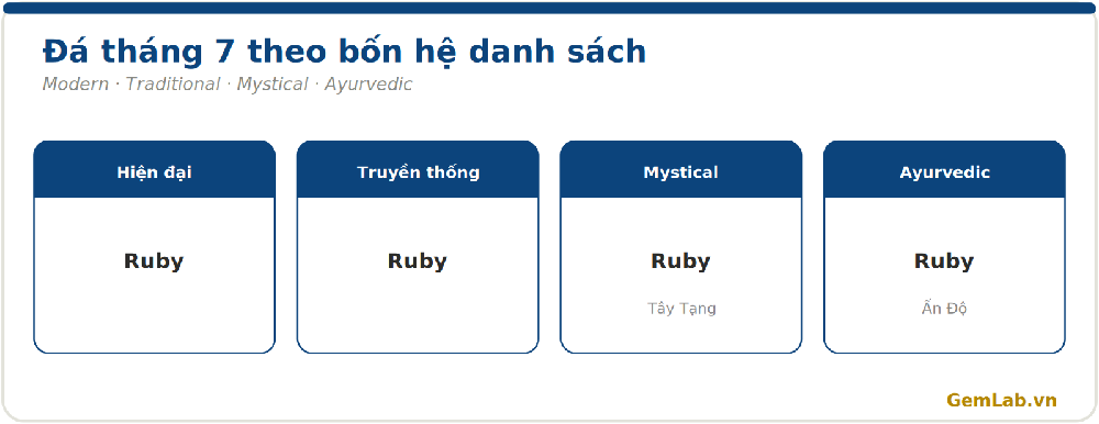 Đá tháng 7 theo bốn hệ danh sách