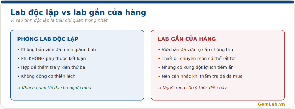 So sánh phòng lab độc lập và lab gắn cửa hàng trang sức