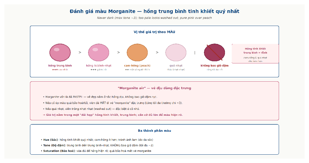 Morganite color grading medium pink most valuable never dark max tone 3 pale washed out salmon