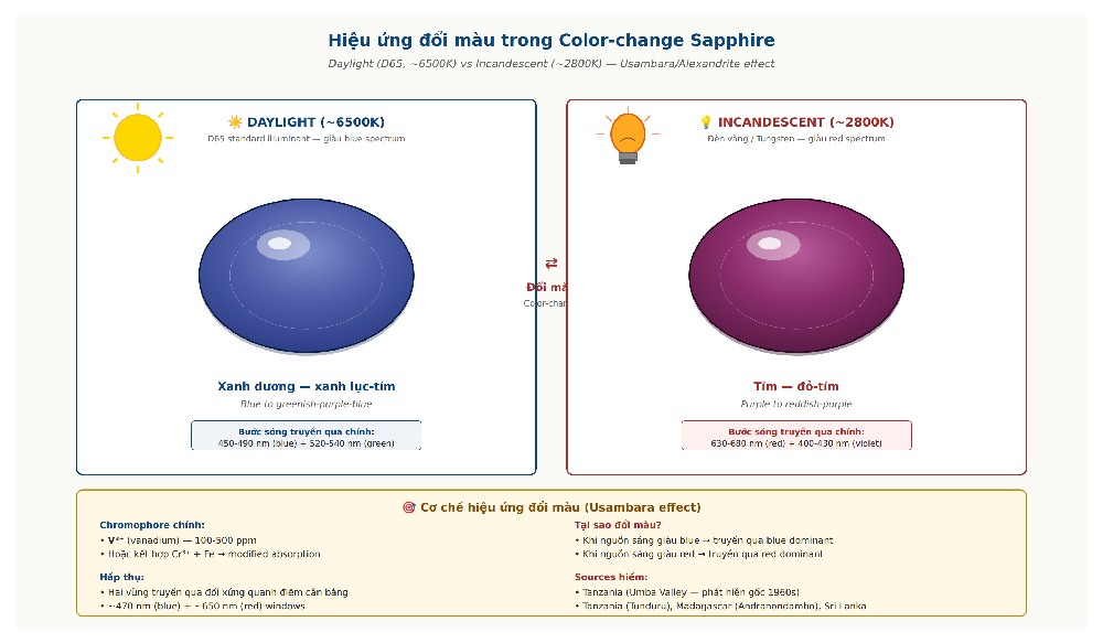 Color-change effect daylight vs incandescent