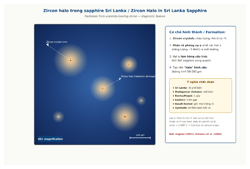 Zircon halo in Sri Lanka sapphire