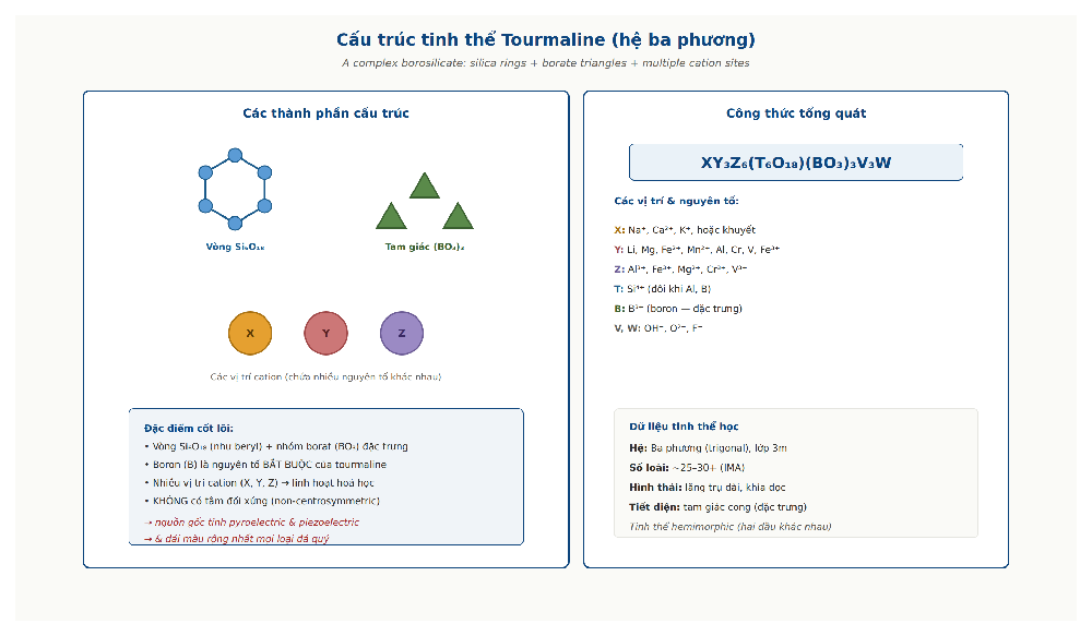 Tourmaline trigonal borosilicate crystal structure formula sites